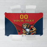Custom Spain Rugby Tablecloth Los Leones Lion Mascot - Wonder Print Shop