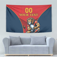 Custom Spain Rugby Tapestry Los Leones Lion Mascot - Wonder Print Shop