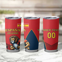 Custom Spain Rugby Tumbler Cup Los Leones Lion Mascot - Wonder Print Shop