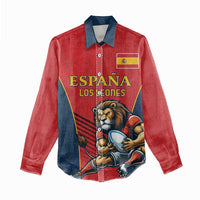 Custom Spain Rugby Women Casual Shirt Los Leones Lion Mascot - Wonder Print Shop