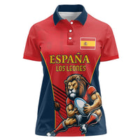 Custom Spain Rugby Women Polo Shirt Los Leones Lion Mascot - Wonder Print Shop