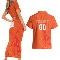 Custom Netherlands Rugby Couples Matching Short Sleeve Bodycon Dress and Hawaiian Shirt Windmill and Tulips With Jersey Pattern