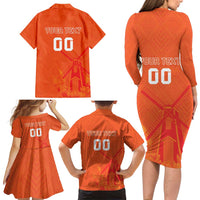 Custom Netherlands Rugby Family Matching Long Sleeve Bodycon Dress and Hawaiian Shirt Windmill and Tulips With Jersey Pattern
