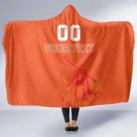 Custom Netherlands Rugby Hooded Blanket Windmill and Tulips With Jersey Pattern - Wonder Print Shop
