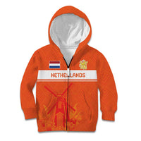 Custom Netherlands Rugby Kid Hoodie Windmill and Tulips With Jersey Pattern - Wonder Print Shop