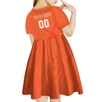 Custom Netherlands Rugby Kid Short Sleeve Dress Windmill and Tulips With Jersey Pattern - Wonder Print Shop