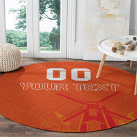 Custom Netherlands Rugby Round Carpet Windmill and Tulips With Jersey Pattern - Wonder Print Shop