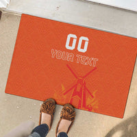 Custom Netherlands Rugby Rubber Doormat Windmill and Tulips With Jersey Pattern - Wonder Print Shop