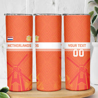 Custom Netherlands Rugby Skinny Tumbler Windmill and Tulips With Jersey Pattern - Wonder Print Shop