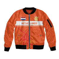 Custom Netherlands Rugby Sleeve Zip Bomber Jacket Windmill and Tulips With Jersey Pattern - Wonder Print Shop