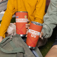 Custom Netherlands Rugby Tumbler Cup Windmill and Tulips With Jersey Pattern - Wonder Print Shop