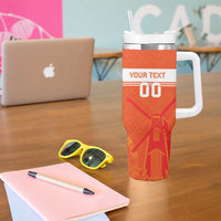 Custom Netherlands Rugby Tumbler With Handle Windmill and Tulips With Jersey Pattern - Wonder Print Shop