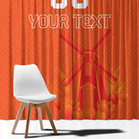 Custom Netherlands Rugby Window Curtain Windmill and Tulips With Jersey Pattern - Wonder Print Shop