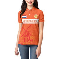 Custom Netherlands Rugby Women Polo Shirt Windmill and Tulips With Jersey Pattern - Wonder Print Shop
