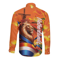 Netherlands Koningsdag Long Sleeve Button Shirt Dutch Lion of Royal Pride
