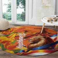 Netherlands Koningsdag Round Carpet Dutch Lion of Royal Pride