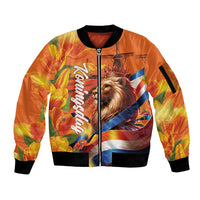 Netherlands Koningsdag Sleeve Zip Bomber Jacket Dutch Lion of Royal Pride