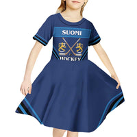 Finland Hockey Custom Kid Short Sleeve Dress Suomi Lion Ice Pride 2026 Blue Version