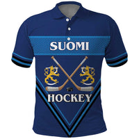 Finland Hockey Custom Polo Shirt Suomi Lion Ice Pride 2026 Blue Version
