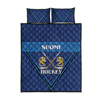 Finland Hockey Quilt Bed Set Suomi Lion Ice Pride 2026 Blue Version