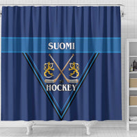 Finland Hockey Shower Curtain Suomi Lion Ice Pride 2026 Blue Version