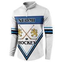 Finland Hockey Custom Button Sweatshirt Suomi Lion Ice Pride 2026 White Version
