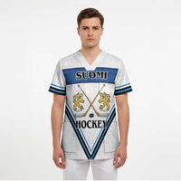 Finland Hockey Custom Scrub Top Suomi Lion Ice Pride 2026 White Version