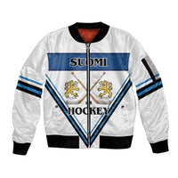 Finland Hockey Custom Sleeve Zip Bomber Jacket Suomi Lion Ice Pride 2026 White Version