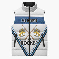 Finland Hockey Custom Sleeveless Puffer Jacket Suomi Lion Ice Pride 2026 White Version