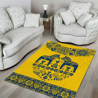 Sweden Daleclarian Horse Area Rug Floral Folk Pattern Yellow Version