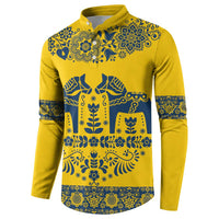 Sweden Daleclarian Horse Button Sweatshirt Floral Folk Pattern Yellow Version