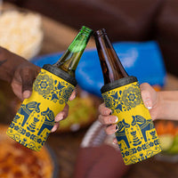 Sweden Daleclarian Horse 4 in 1 Can Cooler Tumbler Floral Folk Pattern Yellow Version