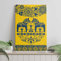 Sweden Daleclarian Horse Canvas Wall Art Floral Folk Pattern Yellow Version