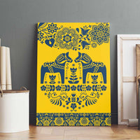 Sweden Daleclarian Horse Canvas Wall Art Floral Folk Pattern Yellow Version