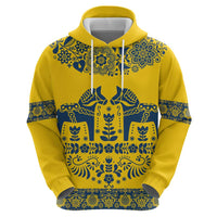 Sweden Daleclarian Horse Hoodie Floral Folk Pattern Yellow Version