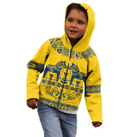 Sweden Daleclarian Horse Kid Hoodie Floral Folk Pattern Yellow Version