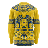 Sweden Daleclarian Horse Long Sleeve Shirt Floral Folk Pattern Yellow Version