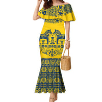 Sweden Daleclarian Horse Mermaid Dress Floral Folk Pattern Yellow Version