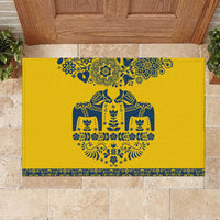 Sweden Daleclarian Horse Rubber Doormat Floral Folk Pattern Yellow Version