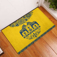 Sweden Daleclarian Horse Rubber Doormat Floral Folk Pattern Yellow Version