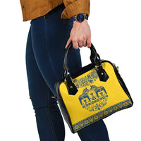 Sweden Daleclarian Horse Shoulder Handbag Floral Folk Pattern Yellow Version