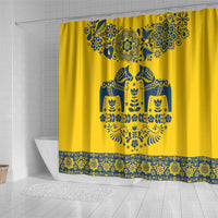 Sweden Daleclarian Horse Shower Curtain Floral Folk Pattern Yellow Version