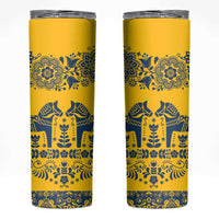 Sweden Daleclarian Horse Skinny Tumbler Floral Folk Pattern Yellow Version