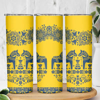 Sweden Daleclarian Horse Skinny Tumbler Floral Folk Pattern Yellow Version