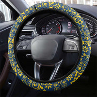 Sweden Daleclarian Horse Steering Wheel Cover Floral Folk Pattern Yellow Version