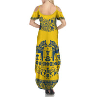 Sweden Daleclarian Horse Summer Maxi Dress Floral Folk Pattern Yellow Version