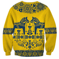Sweden Daleclarian Horse Sweatshirt Floral Folk Pattern Yellow Version
