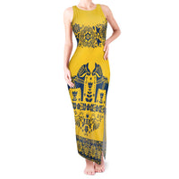 Sweden Daleclarian Horse Tank Maxi Dress Floral Folk Pattern Yellow Version