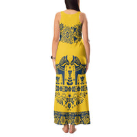 Sweden Daleclarian Horse Tank Maxi Dress Floral Folk Pattern Yellow Version