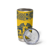 Sweden Daleclarian Horse Tumbler Cup Floral Folk Pattern Yellow Version